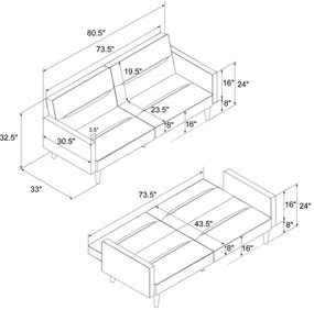 Mainstays sötétkék kinyitható kanapé - Støraa