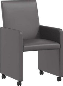 vidaXL Kerekes Étkező Székek 2 pcs Szürke 57 x 66 x 94 cm Műbőr