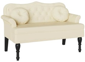 vidaXL Chesterfield Pad párnával Krém 120,5 x 65 x 75 cm Műbőr