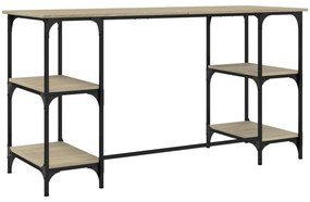 vidaXL sonoma tölgy színű fém és szerelt fa íróasztal 140 x 50 x 75 cm