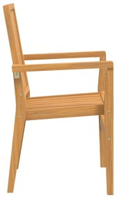 8 db rakásolható tömör tíkfa kerti szék 56,5 x 57,5 x 91 cm