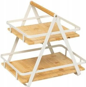 Ordera polc 2 szintes, fogantyúval, natúr/fehér