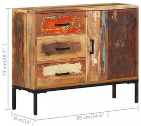 tömör újrahasznosított fa tálalószekrény 88 x 30 x 73 cm