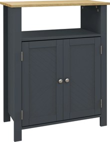 kleankin Fürdőszobai Szekrény 3 Polccal MDF-ből és Forgácslapból, Állítható Belső Polccal és 2 Kiemelt Ajtóval, 60x30x80.5 cm, Szürke és Fa Szín | Aos