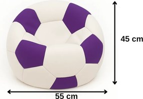 EMI focilabda mintás fehér-lila műbőr babzsákfotel