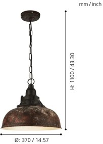 Eglo 49819 - Csillár láncon GRANTHAM 1 1xE27/60W