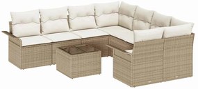 vidaXL Kerti Kanapé Szett 9 pcs Bézs Poli rattan