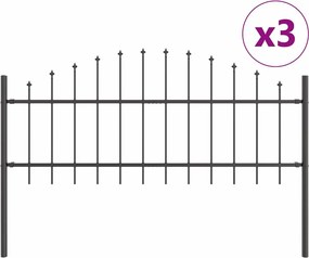 vidaXL Kerti Kerítés 3 pcs Szürke 170 x 140 cm Porszórt acél
