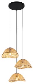 Boho stílusú függőlámpa fekete bambusszal 3-lámpás - Lily