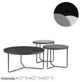 Artemida dohányzóasztal szett Fekete - Szürke 80 cm
