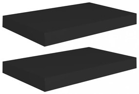 2 db fekete MDF lebegő fali polc 40 x 23 x 3,8 cm