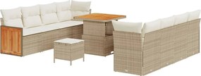 vidaXL Kerti Kanapé Szett párnával 12 pcs Beige és krém polirattan