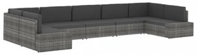 szürke polyrattan középső kanapéelem