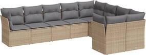 vidaXL 9 részes bézs polyrattan kerti ülőgarnitúra párnákkal