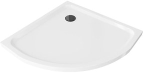 Mexen Lapos, négyzet alakú akril zuhanytálca 100x100x5 cm SLIM, fehér, fekete szifon, 41101010B