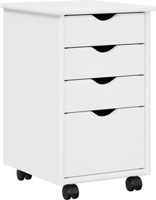 vidaXL Görgős szekrény kerékkel Fehér 34 x 39 x 56 cm Tömör fenyőfa