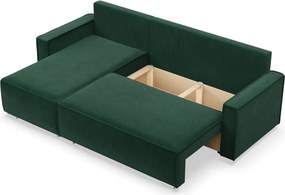 Lucca sarokkanapé, kordbársony, univerzális oldal, zöld
