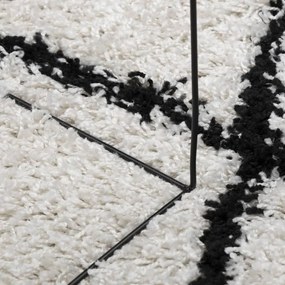 PAMPLONA krém-fekete magas szálú bolyhos modern szőnyeg Ø 80 cm