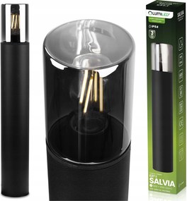 Kerti Álló Lámpa Kültéri Led oszlop E27 Fekete Üveg IP54 60cm