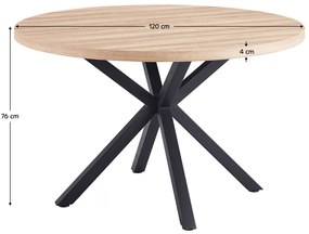 Étkezőasztal, sonoma tölgy/fekete, átmérő 120 cm, MEDOR