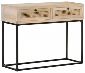 tömör mangófa és természetes nád tálalóasztal 100 x 35 x 76 cm
