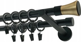 Függönykarnis dupla fém mix végekkel fekete Imperia Deco 19+19 mm 360 cm