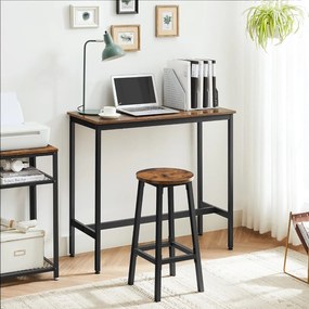 Étkezőasztal szett, bárasztal és bárszékek, 100x40cm, rusztikus barna és fekete színben