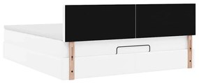 tiszta fehér műbőr ottomán ágy matracokkal &amp; LED-ek 160x200cm