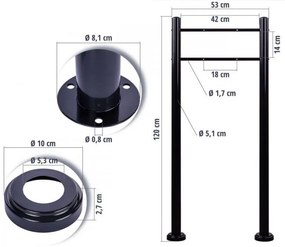 STILISTA Postaláda állvánnyal  acél 37 x 10,5 cm
