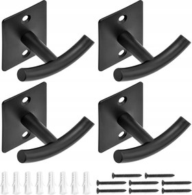 4x Fali Akasztó Ruhaakasztó Fekete Fürdőszoba Konyha előszoba