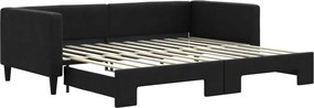vidaXL fekete kihúzható szövet heverő 90x200 cm