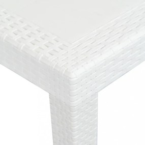 fehér rattan hatású műanyag kerti asztal 150 x 90 x 72 cm