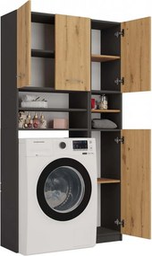 MIX Marpol fürdőszoba szekrény, 96x180x30 cm, antracit-tölgy