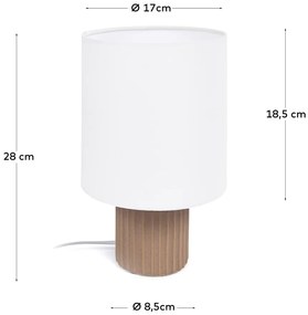 Fehér-natúr színű asztali lámpa textil búrával (magasság 28 cm) Eshe – Kave Home