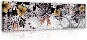 Vászonkép 145x45 Trópusi levelek egzotikus virágok geometrikus minták