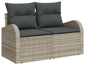 8 Darabos Kerti Kanapé Szett Párnákkal Világosszürke Műanyag Rattan