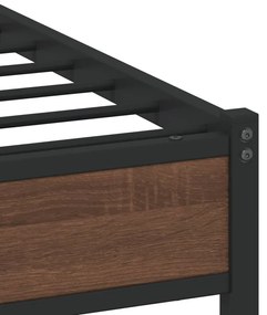 barna tölgy színű fém ágykeret matrac nélkül 120 x 200 cm