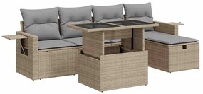 vidaXL 6 részes bézs polyrattan kerti ülőgarnitúra párnával