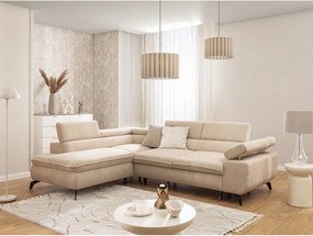 Bézs zsenília sarokkanapé (bal oldali-L alakú) Marbeya – Ropez