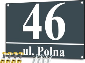 Nagy Címtábla Antracit alumínium +távtartók