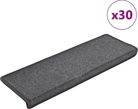 vidaXL 30 db sötétszürke lépcsőszőnyeg, téglalap alakú széllel, 65 x 21 x 4 cm