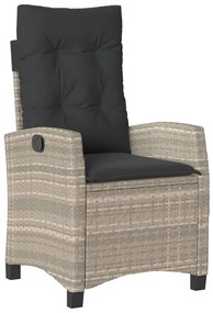 3részes világosszürke polyrattan kerti étkezőgarnitúra párnával