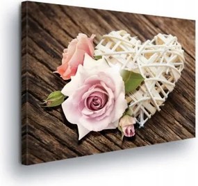 Vászonkép 80x60 Szerelem szív rózsa finomság romantika ajándék dekoráció fa