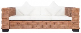 2 részes természetes rattan kanapészett párnákkal