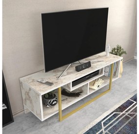 TV asztal/Szekrény Aslana 120 (fehér + arany) . 1101386