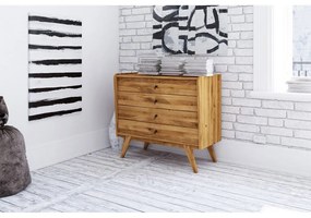 Alacsony tölgyfa komód 100x90 cm Retro - The Beds