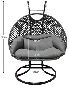 Függesztett kétszemélyes fotel Deriva (fekete + szürke + sötétszürke) . 1116287