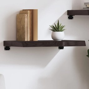 sötétbarna kezelt tömör tölgyfa fali polc 60x30x(2-6) cm