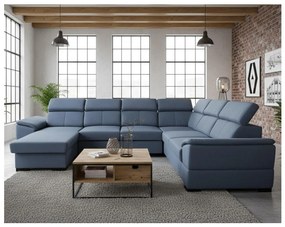 Ággyá nyitható ülőgarnitúra univerzális U-alakú sarokkal és tárolóval GRANADA kék
