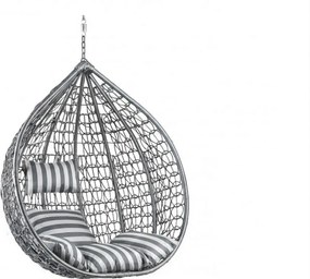 Szürke függőszék KOKON állvány nélkül, fehér-szürke párna